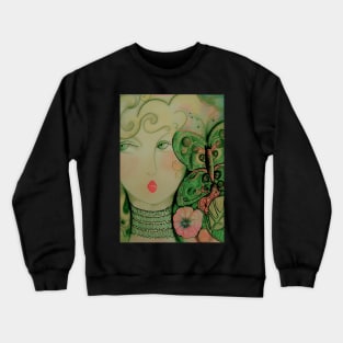 WOODLAND FAIRY ART DECO DOLLY GIRL Crewneck Sweatshirt